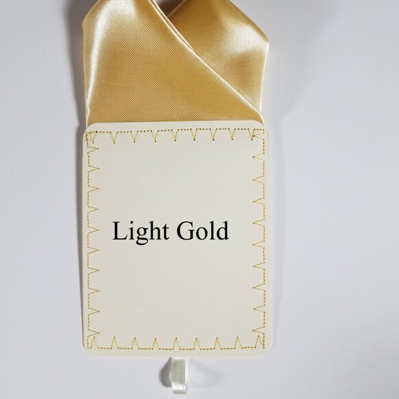 New - Men's 2 PT. Light Gold Satin Pre-Folded Pocket Square Insert - Picture 4 of 5